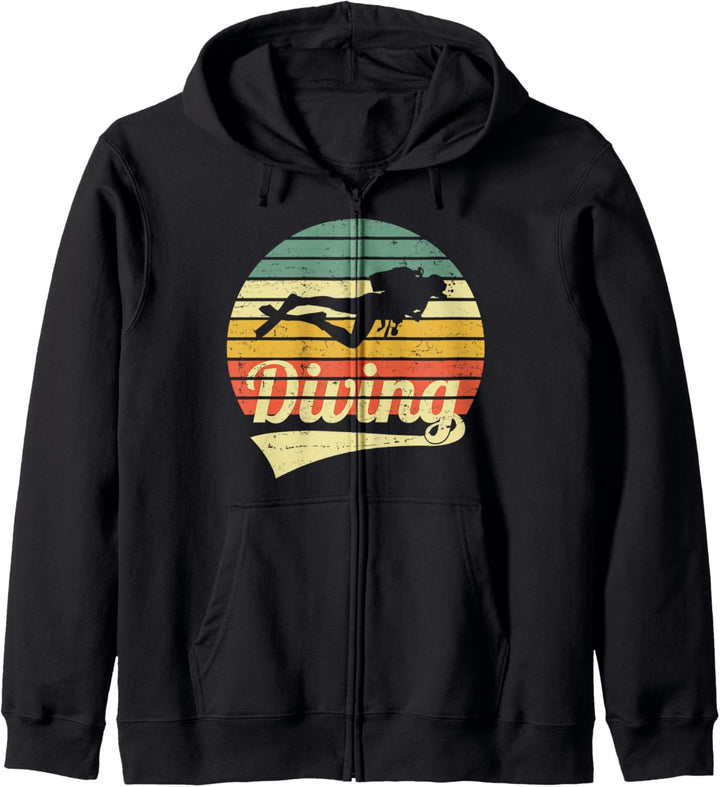 Tauch Scuba Diving Vintage Retro Taucher Tauchen Taucherin Kapuzenjacke