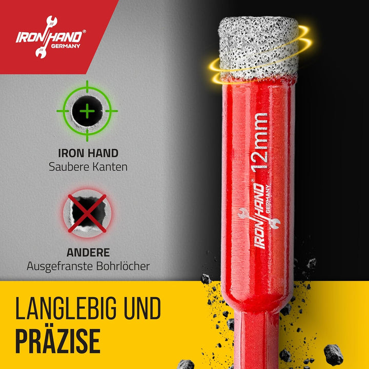 4er Fliesenbohrer Set - 6mm, 8mm, 10mm, 12mm - Lochsäge, Bohrer für Fliesen, Granit, Porzellan, Marm
