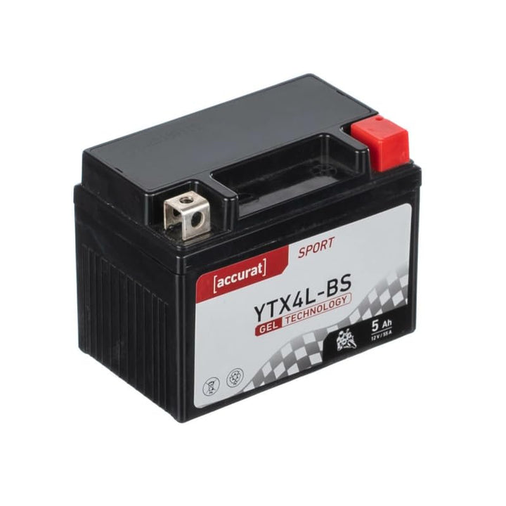 Accurat Motorradbatterie YTX4L-BS - 12V, 5Ah, 55A, zyklenfest, wartungsfrei, Gel - Starterbatterie,