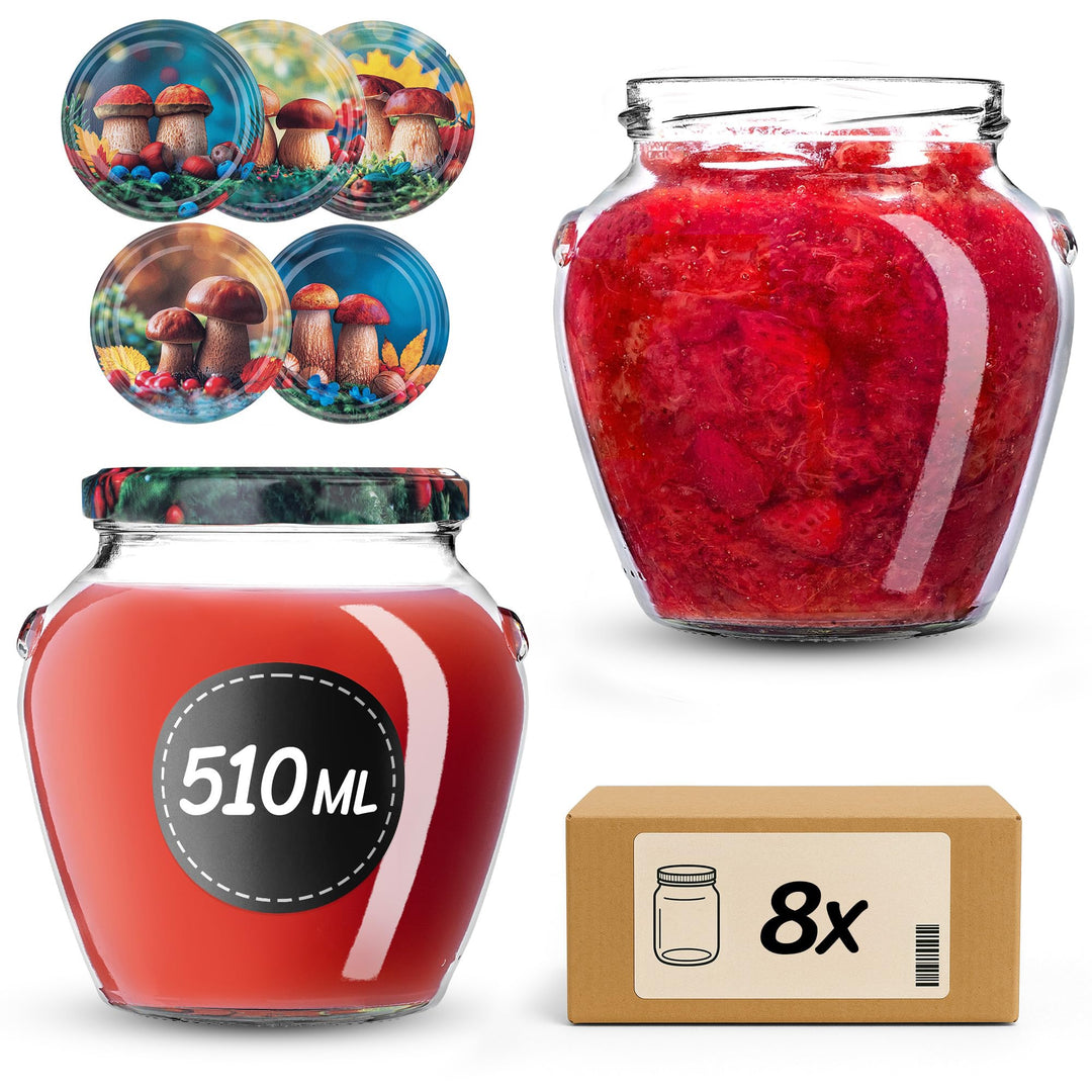 KADAX 8er Set Einmachgläser 510ml TO82, Sturzgläser Mason Jar mit Schraubdeckel, Luftdichte Twist-of