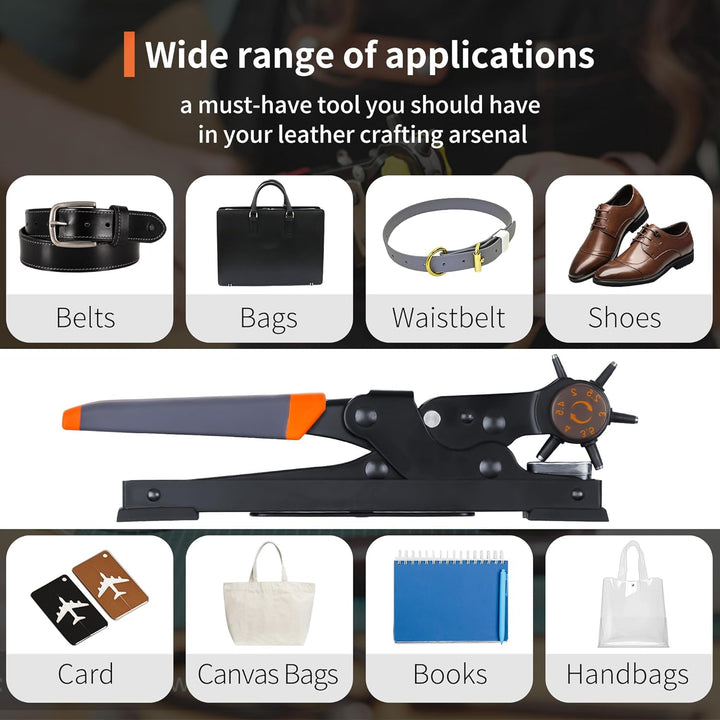 XOOL Lochzange für Leder, Gürtel Lochzange mit Hebelübersetzung, Ermüdungsfreies Arbeiten, Locher, G