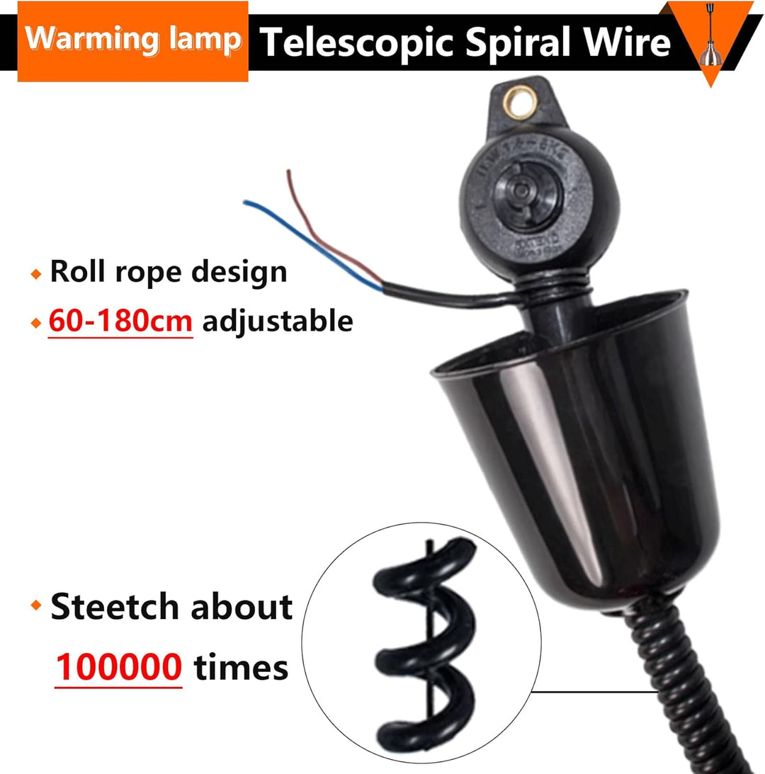Wärmelampe Küche, 250W Hängend Wärmelampe Gastronomie für Speisen, 25cm Lebensmittel Wärmelampe für