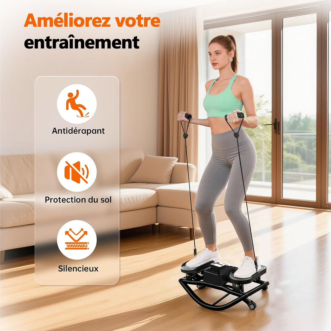 HXD-ERGO Stepper Latéral à Bascule Silencieux | Acier robuste, pédales antidérapantes, mouvement lat