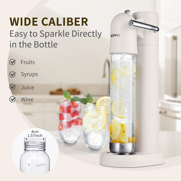 Wassersprudler mit Kunststoffflasche (1L + 1L) – Wasser Sprudler für Zuhause, Sprudelwasser Maschine