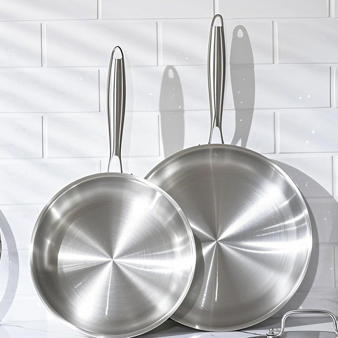 Dreilagige Bratpfanne Edelstahl 24cm,18,10 Edelstahl,Induktion, Backofenfest bis 315°C, Bratrostsich