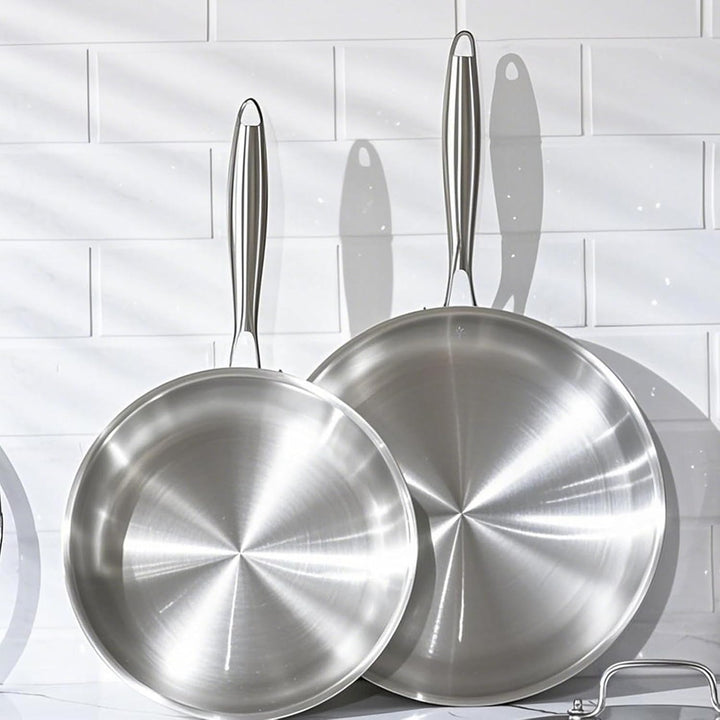 Dreilagige Bratpfanne Edelstahl 24cm,18,10 Edelstahl,Induktion, Backofenfest bis 315°C, Bratrostsich