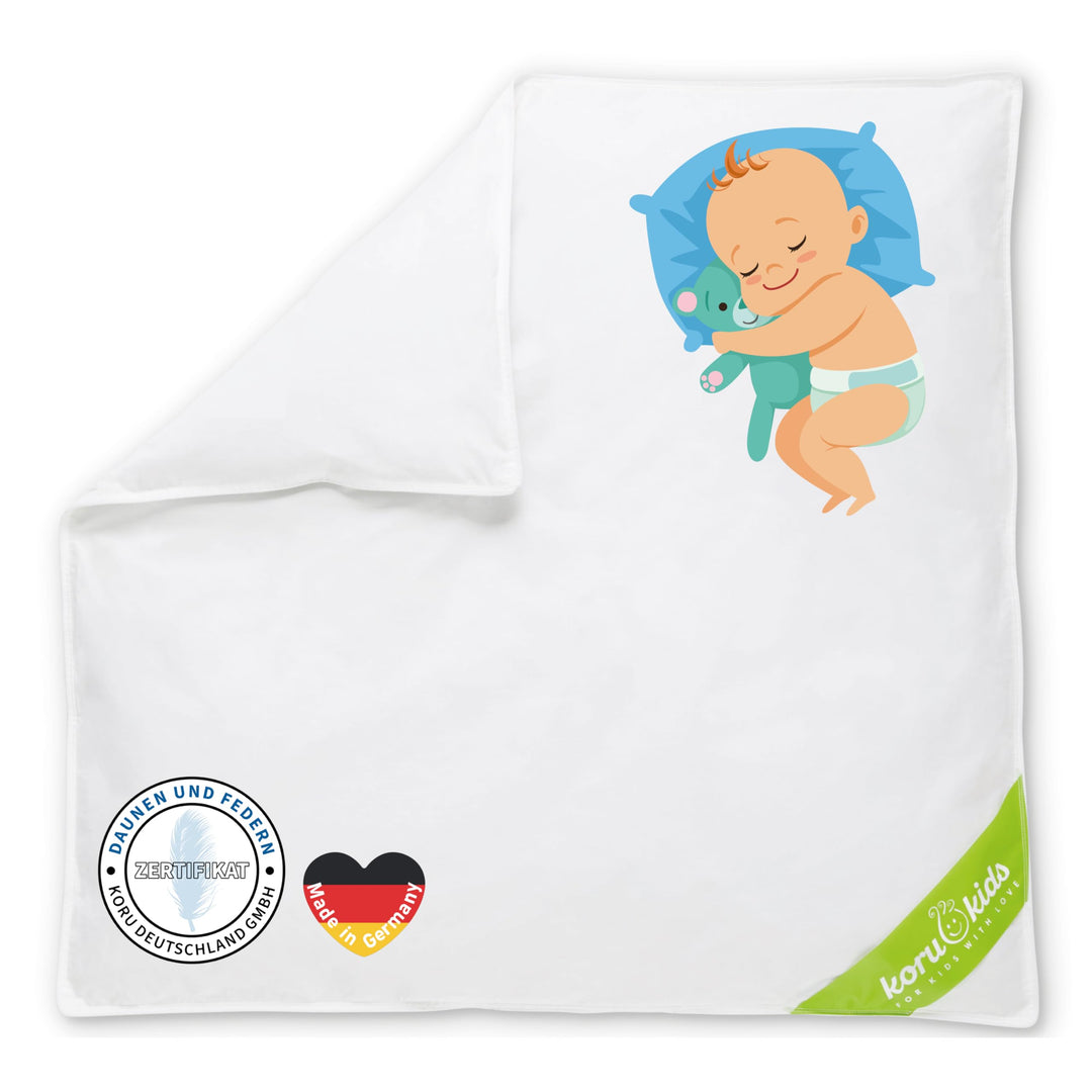 Koru Kids® Baby-Oberbett - 80 x 80 cm - Baby Daunendecke - allergikergeeignet - Füllmenge 150g 150g