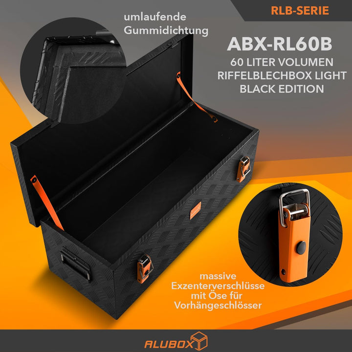 alubox Werkzeugkiste Riffelblech ABX-RL60B Aluminium 1,5mm Werkzeugkiste leicht und robust 60 Liter