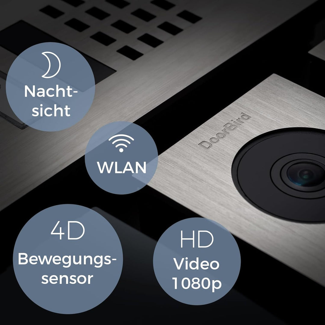 DoorBird D1101V Unterputz IP Video Türstation | Video-Türsprechanlage mit 1 Ruftaste, WLAN, Bluetoot