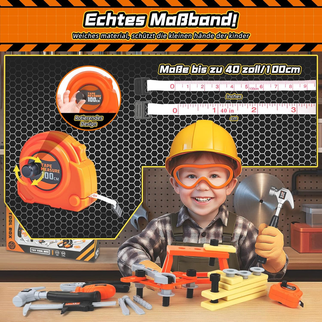 Werkzeugkoffer Kinder, Werkzeug Set Kinder mit MotorsäGe & Elektrische Bohrmaschine & Winkelschleife