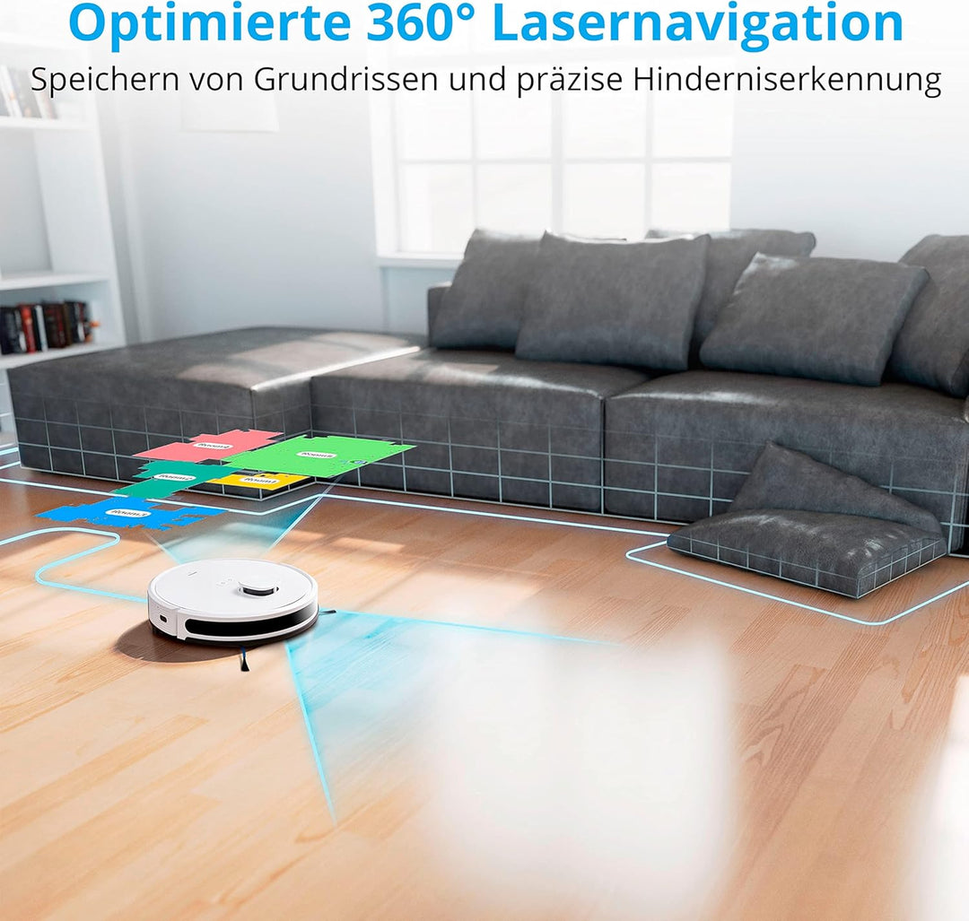 MEDION Saugroboter mit Absaugstation und Wischfunktion X20 SW+ (Lasernavigation, Starke 3000Pa Saugk