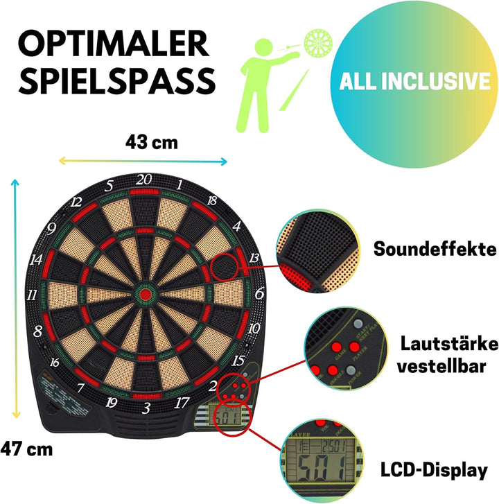 Best Sporting Dartscheibe elektronisch Chester 2 I elektronische Dartscheibe mit LCD-Anzeige I E-Dar