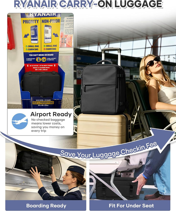 SZSYCN Ryanair Handgepäck 40x30x20 Flugzeug Rucksack 40x30x20 Ryanair Reiserucksack Herren Handgepäc