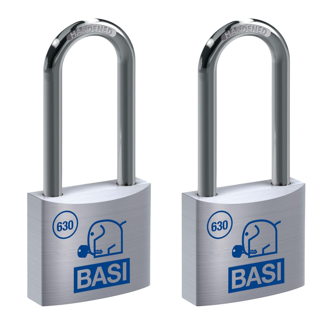 BASI | 2er Set Vorhangschloss | 40 mm | verschiedenschliessend | extra hoher Bügel | massives Alumin