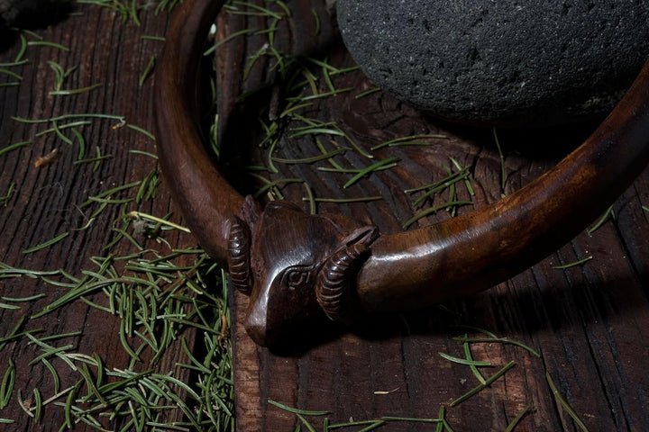 Windalf Wikinger Torques RAM Ø12.5 cm Halsreif Widderkopf Nordische Mythologie Holz