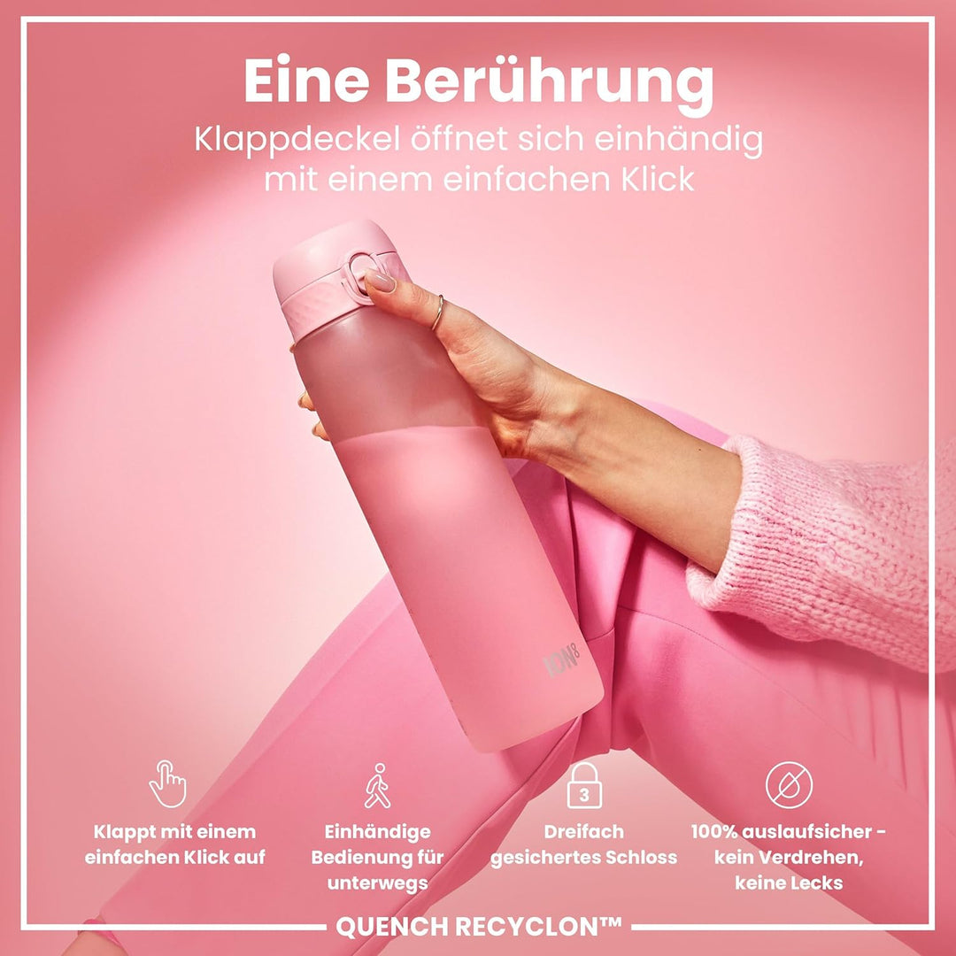Ion8 1 Liter Trinkflasche, 1000ml, Auslaufsicher, Einhandöffnung, Sichere Verriegelung, Spülmaschine