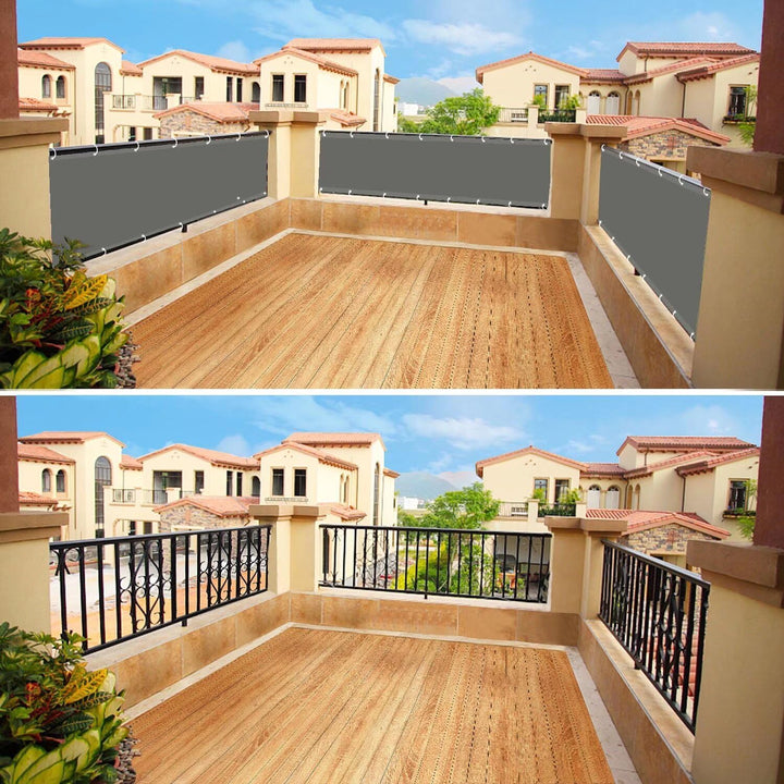 Balkon Sichtschutz Balkonabdeckung (390Grössen &amp; 8 Farben) Balkonverkleidung Ohne Bohren blickdichte