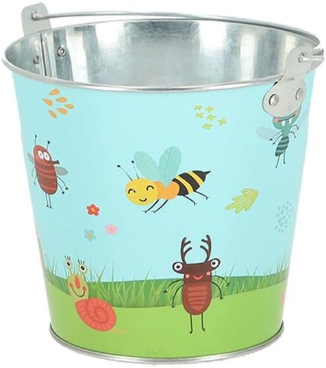 Rivanto® Kinder Eimer Insekten mit Tragegriff für Gartenarbeiten, verzinktes Eisen, Ø16 x H18 cm, zu