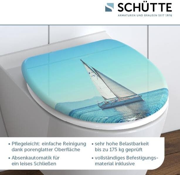 SCHÜTTE 82148 Duroplast WC-Sitz SAILING mit Absenkautomatik Motiv, Sailing