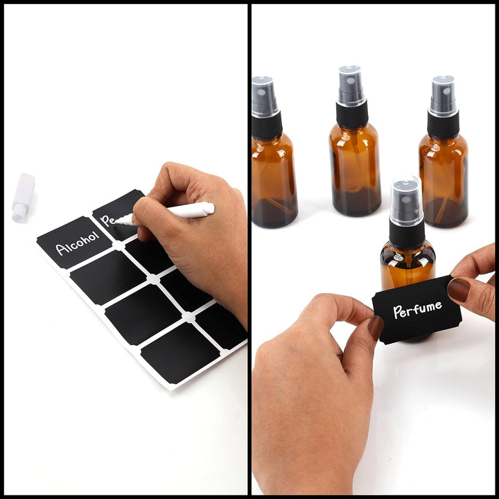 BELLE VOUS Braunglas Zerstäuber Sprühflasche Set (24 Stk) - Nachfüllbare Sprühflasche Klein 30 ml -