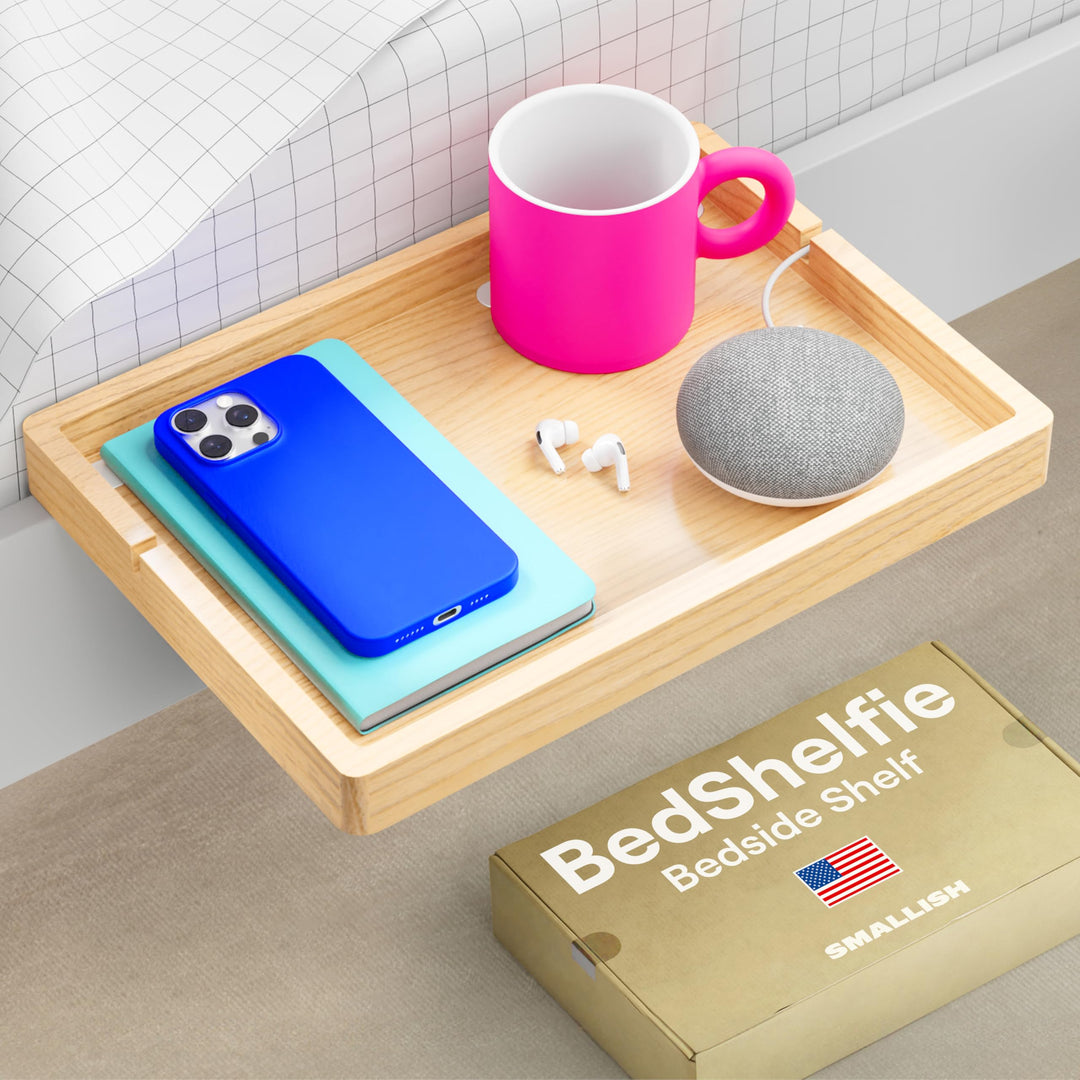 BedShelfie Bettseitiges Nachttischregal für Etagen- & oberes Bett, Studentenwohnheim Essentials, Hoc