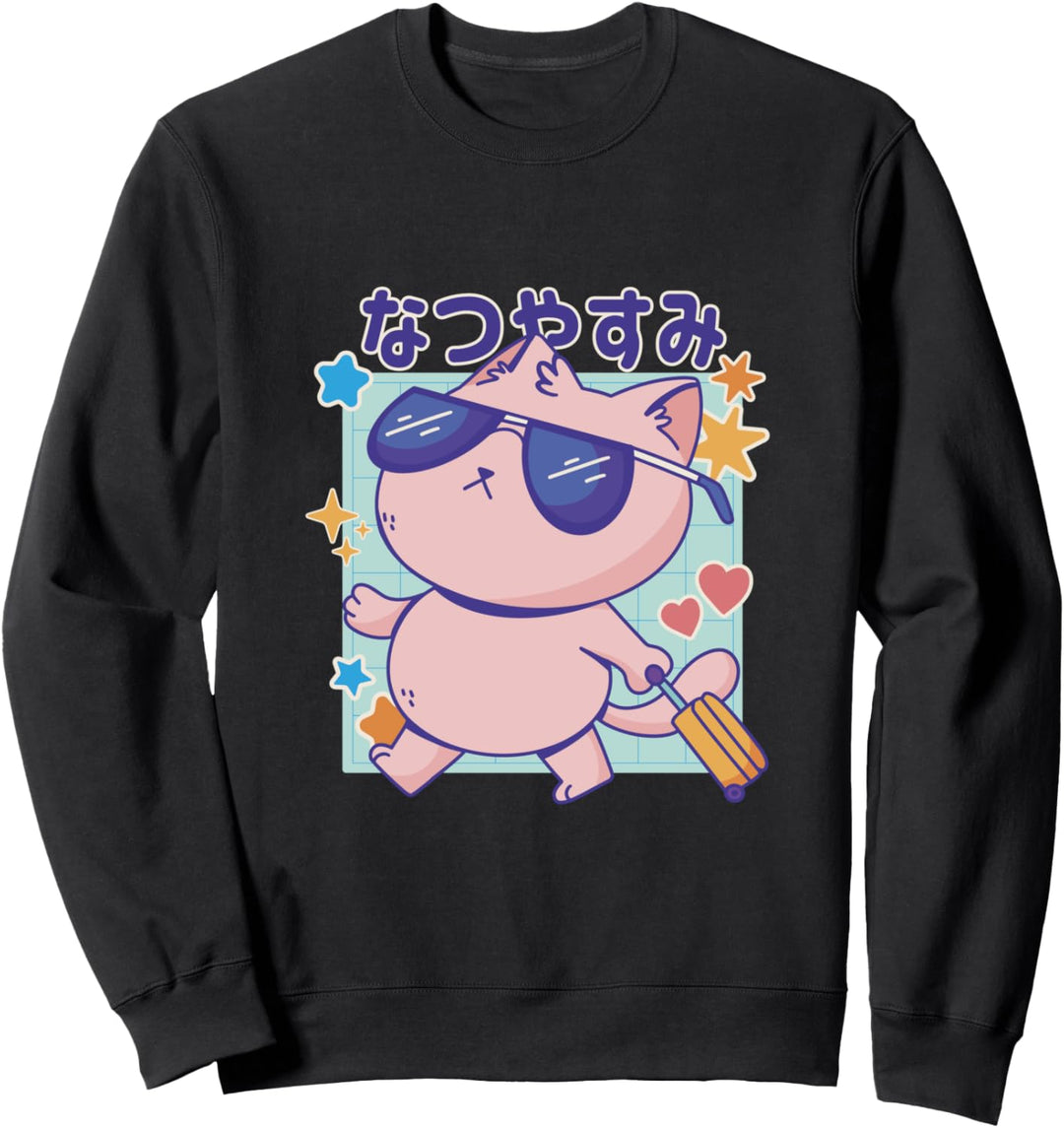 Sommerferien l Lustig Niedlich Japanisch Zitat Kawaii Katze Sweatshirt