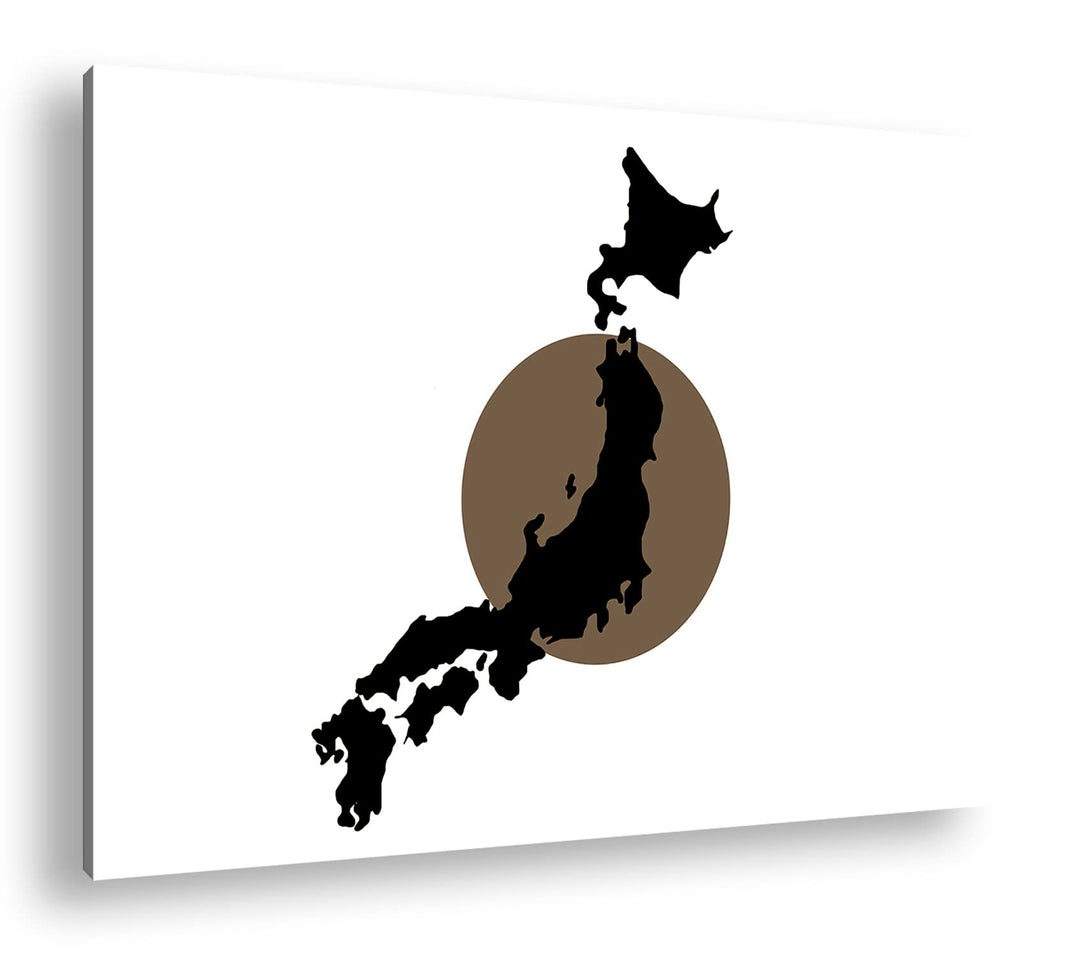 deyoli Japan Karte auf Japan Flagge Format: 80x60 Effekt: Sepia als Leinwandbild, Motiv fertig gerah