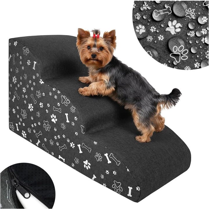 Hundetreppe 3 Stufen - 60 x 30 x 40 cm - rutschfest Weich für Kleine Hunde Haustiertreppe Stabil Sic