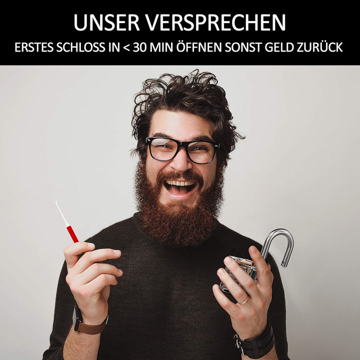 Meistergut DAS ORIGINAL XXL Profi Lockpicking Set mit Deutscher Bildanleitung 24-teilig - Dietrich S