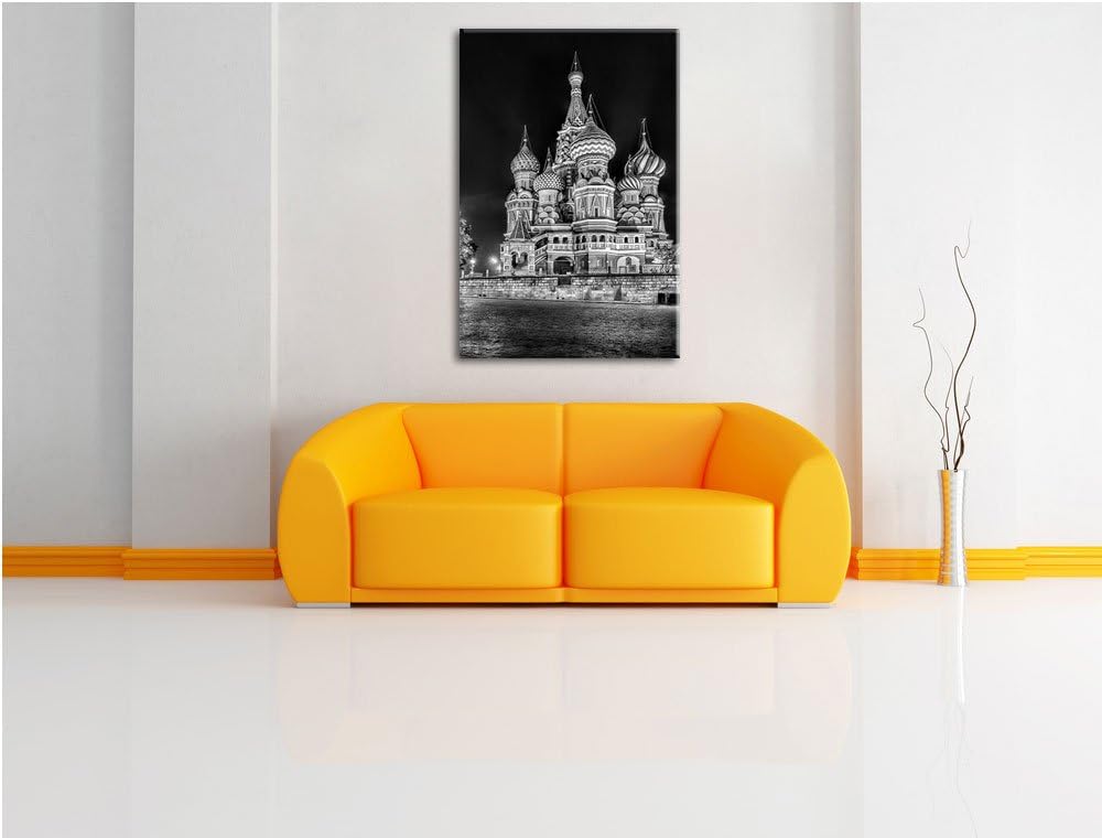 Pixxprint Monocrome, Basilius Kathedrale in Moskau, Format: 100x70 auf Leinwand, 100x70