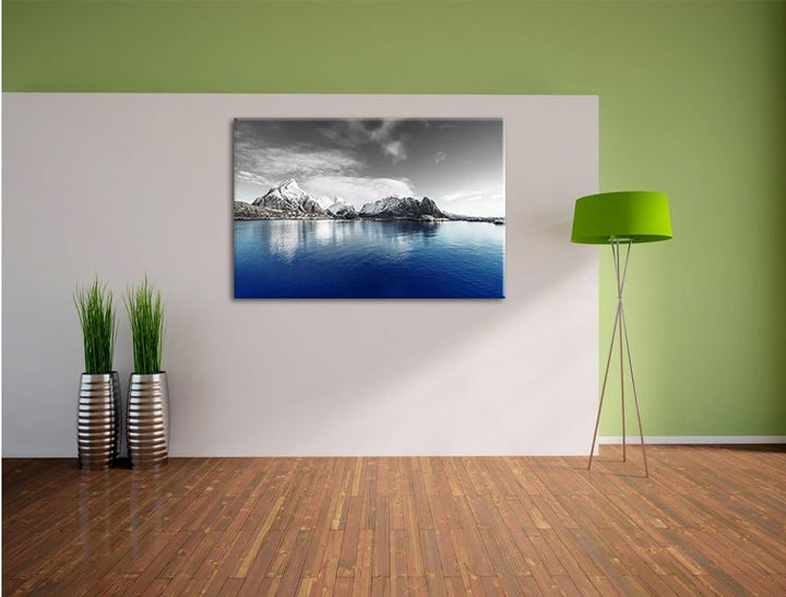Pixxprint Lofoten in Norwegen als Leinwandbild/Grösse: 100x70 cm/Wandbild/Kunstdruck/fertig bespannt