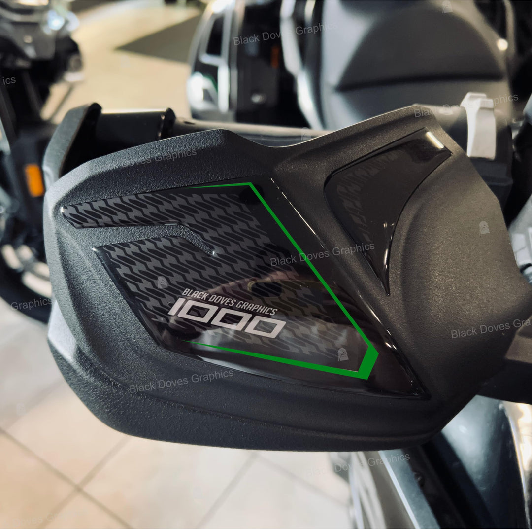 Aufkleber aus Kunstharz, 3D, kompatibel mit Motorrad Kawasaki Versys 1000 2019 2022 (Handprotektor)