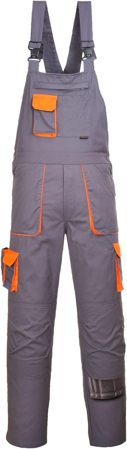 Portwest TX12 Herren Texo Kontrast Latzhose Arbeitslatzhose Grau S, Grau S