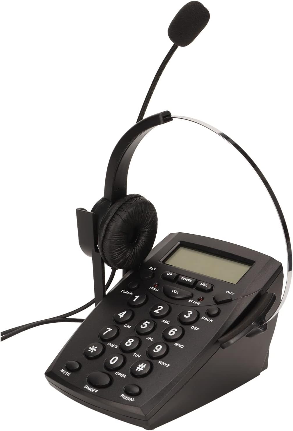 ciciglow Callcenter-Telefon, Schnurgebundenes Telefon mit Rauschunterdrückung, Headset-Mikrofon, FSK