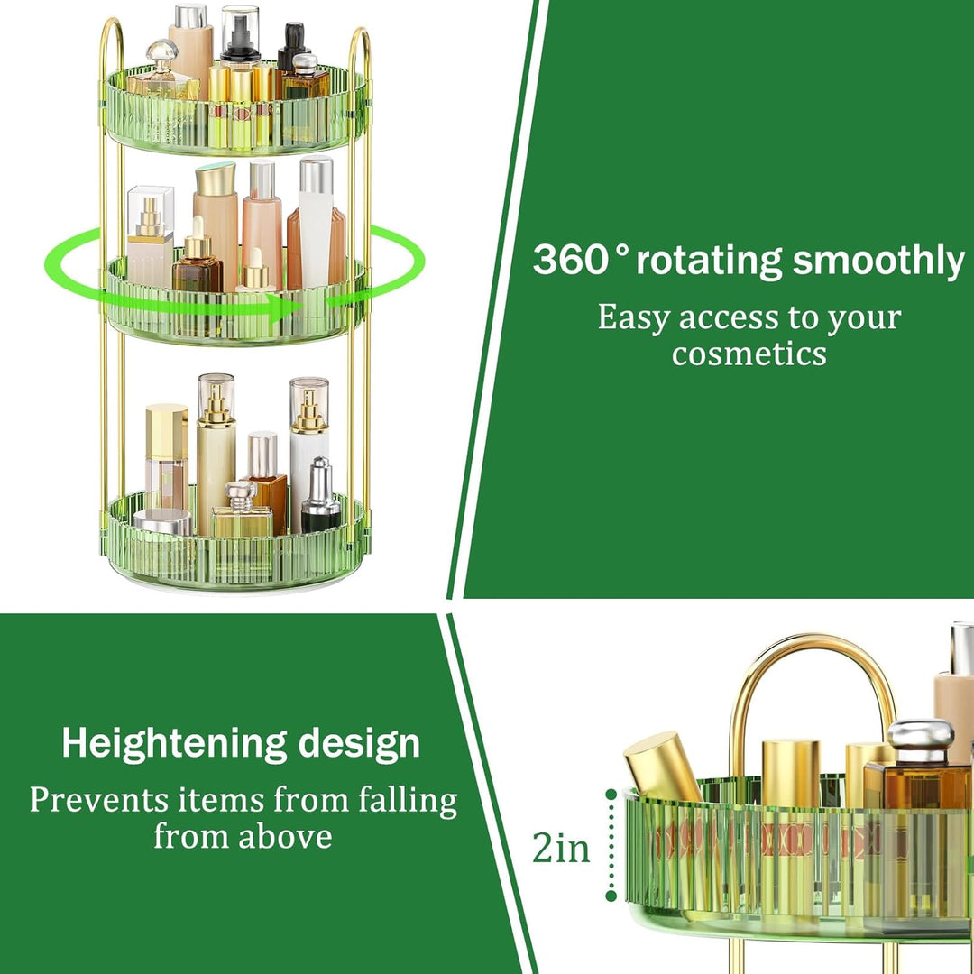 MOKANI Make Up Kosmetik Organizer, 360° Dreh Schmink Organizer, 3 Ebenen, Multifunctional Makeup Ski