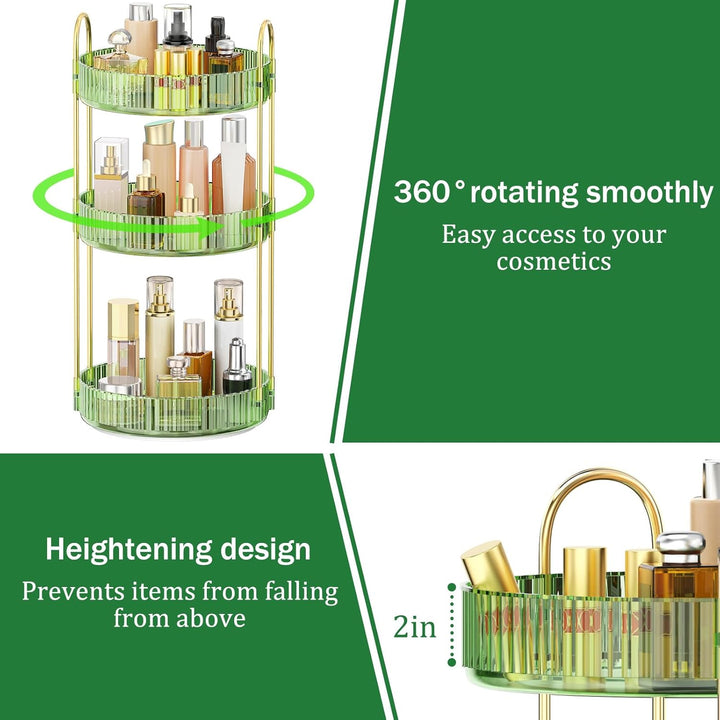 MOKANI Make Up Kosmetik Organizer, 360° Dreh Schmink Organizer, 3 Ebenen, Multifunctional Makeup Ski