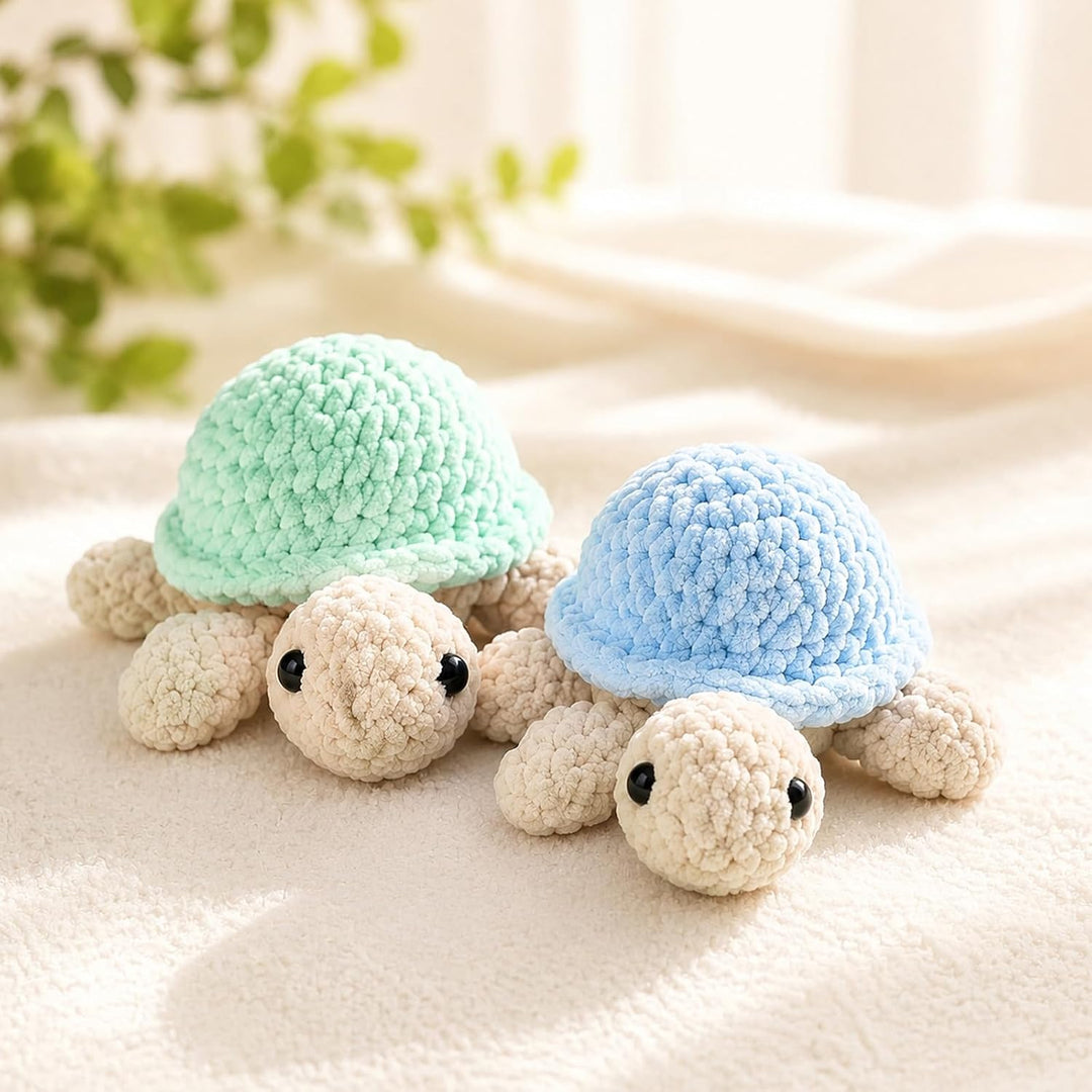 LUBEWISE 2 Stück Häkelset Für Anfänger, Schildkröte Crochet Set, Tiere Häkeln Set, Komplett DIY Häke
