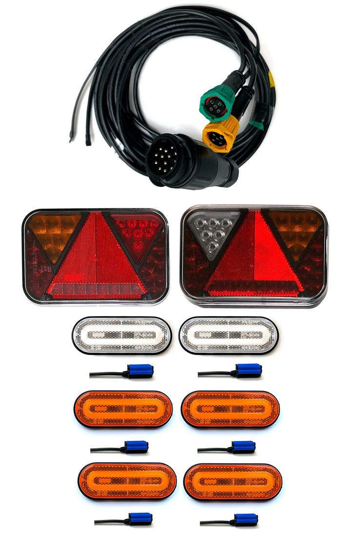 Anhängerbeleuchtung SET LED Rückleuchten LED Umrissleuchten und 13 polig Kabel 5m