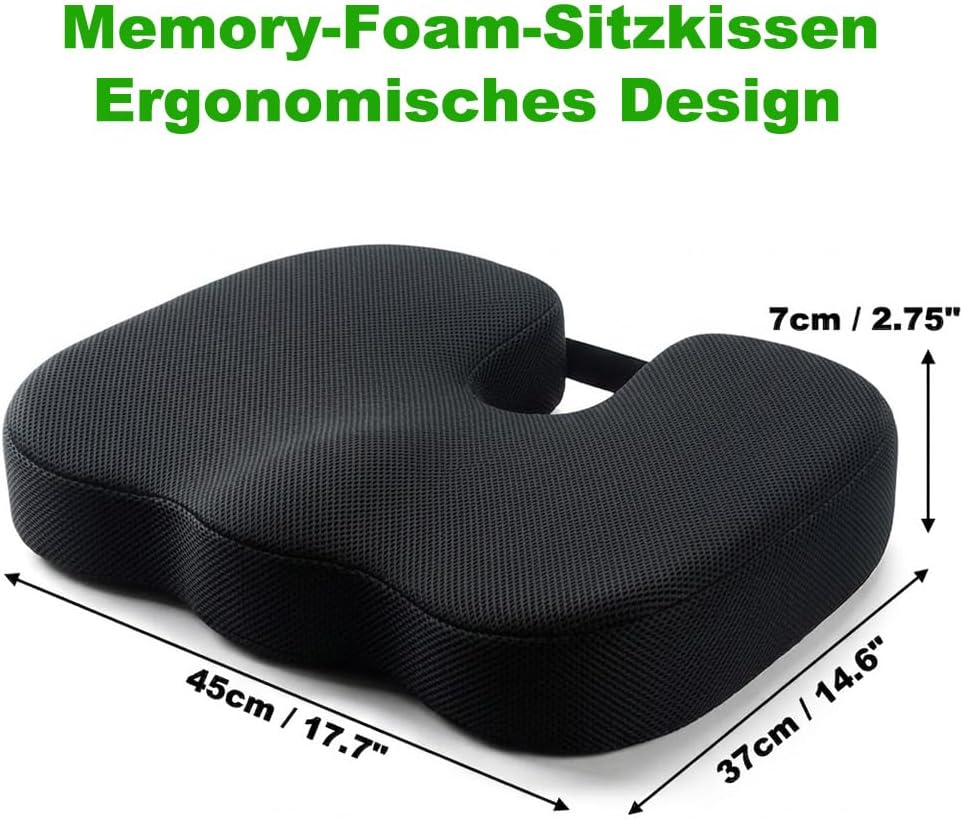 FOUNDCOOL Memory Schaum Orthopädisches Sitzkissen Auto, Ergonomisches Autositzkissen Auto Sitzkissen