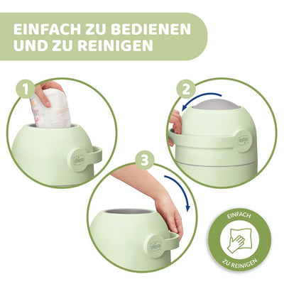 Chicco Nappy Bin Odour Off, Windeleimer, kompakter und platzsparender Containerbehälter, keine Nachf