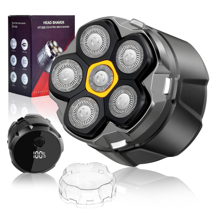 Glatzen Rasierer Herren mit LED Anzeige, Wasserdicht 6D Flexibler Glatzenrasierer, Magnetische Schwe