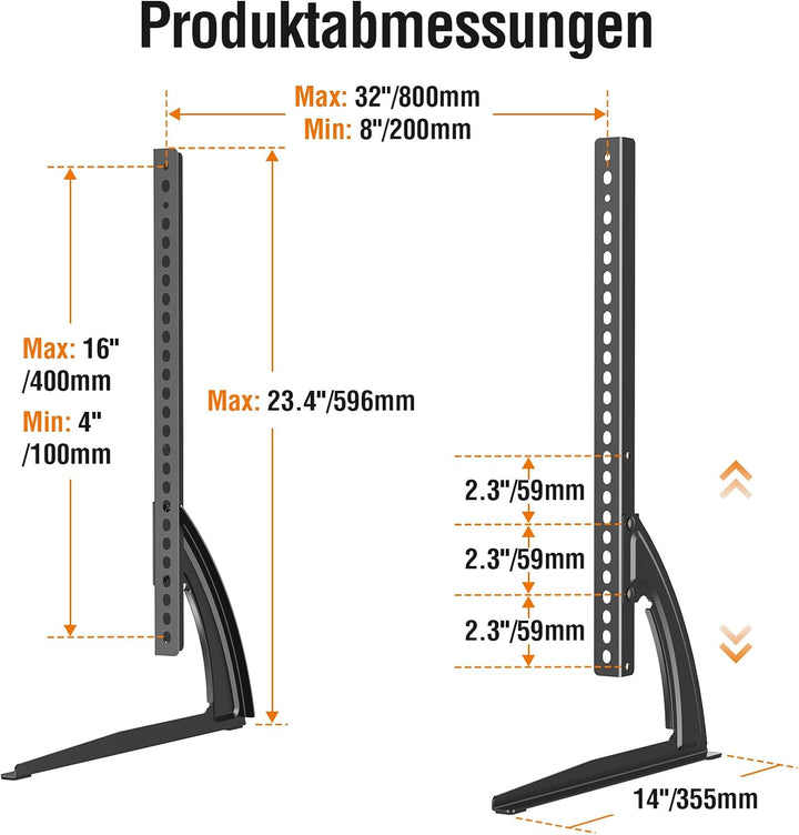 ELIVED Universal TV Ständer, TV Standfüsse für die meisten 27-55 Zoll LCD LED Fernseher bis zu 40KG,