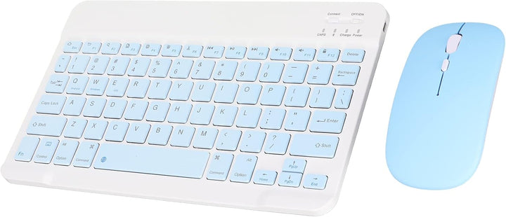 Kabellose Tastatur und Maus, 10 Zoll Bluetooth Tastatur Set, USB Aufladung, Ultradünne, Leise, Kabel