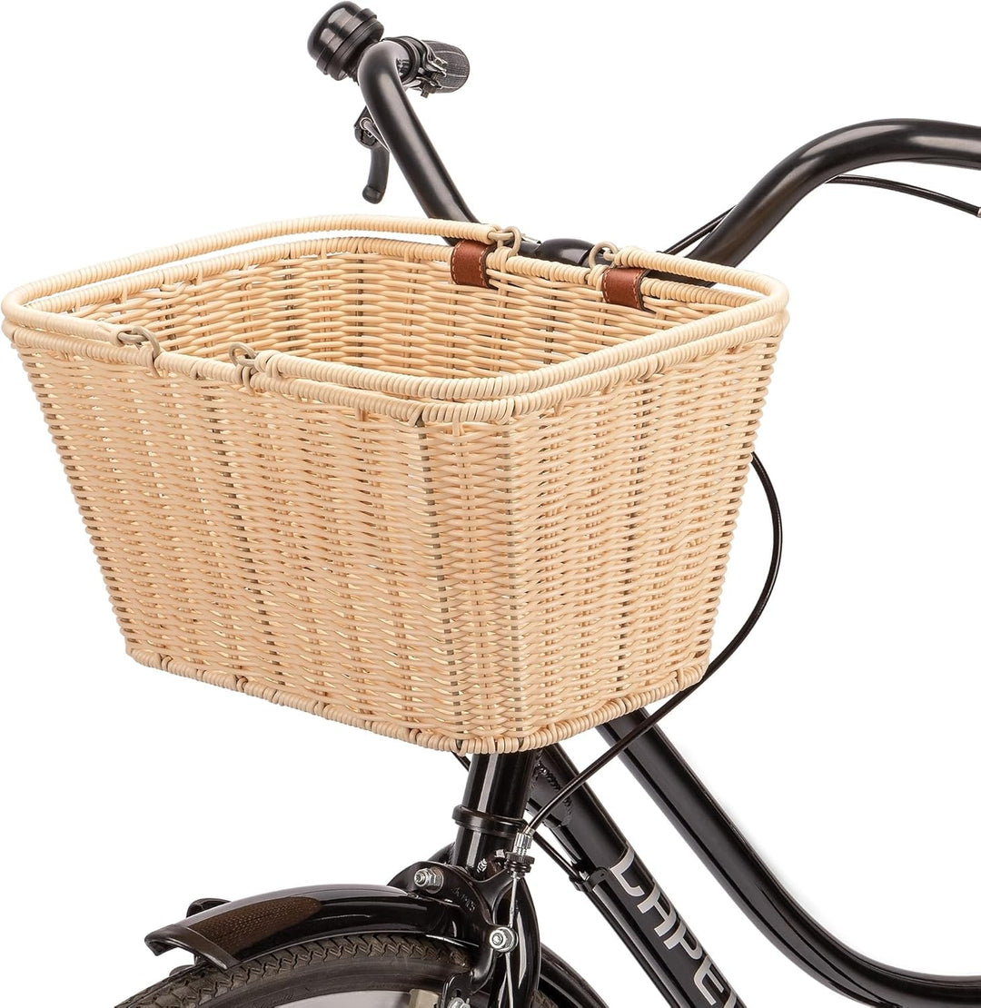 CXWXC Fahrradkorb – Langlebiger vorderer Fahrradkorb – Handgeflochtener Weidenkorb mit verstellbaren
