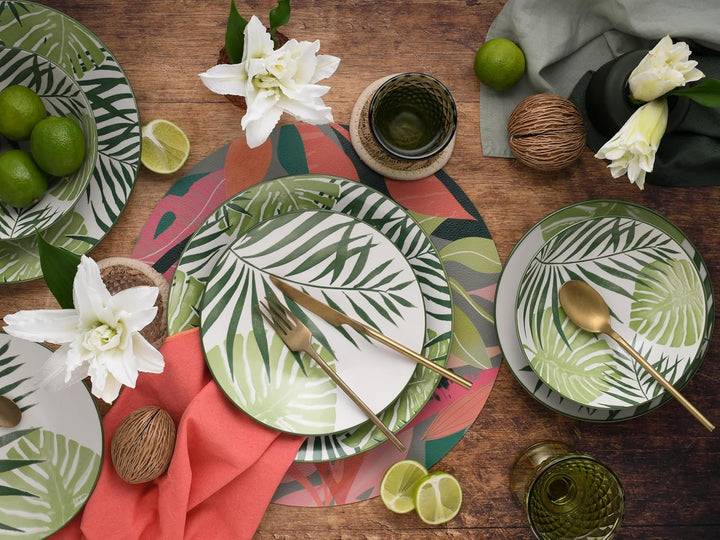 CreaTable, 25860, Serie TROPICANA grün, Geschirrset, Teller Set 12 teilig Teller Set 12 teilig Grün,
