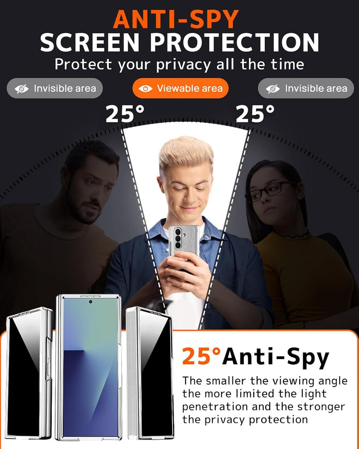 NINKI für Samsung Galaxy Z Fold 7 Hülle mit Privacy Screen Protector Magnetic ständer, Scharnier han