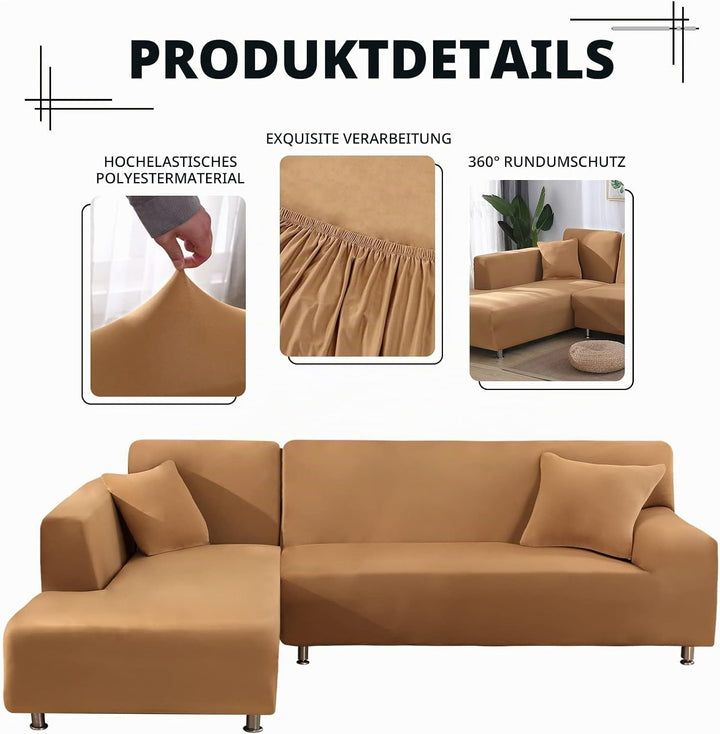 Lydevo Sofabezug Ecksofa L Form Sofa Überwürfe Stretch Sofabezug L Form Rechts oder Links mit Zwei K