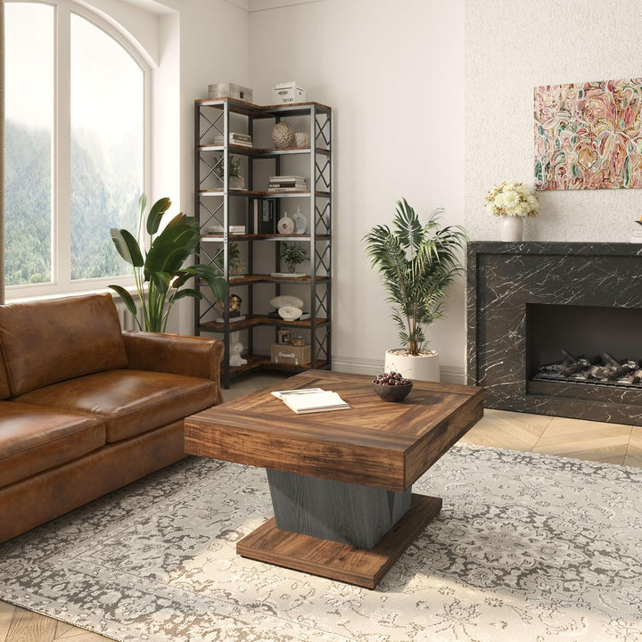 Tribesigns Quadratischer Kaffeetisch, quadratischer Holz-Kaffeetisch für Wohnzimmer, 80 cm, moderner