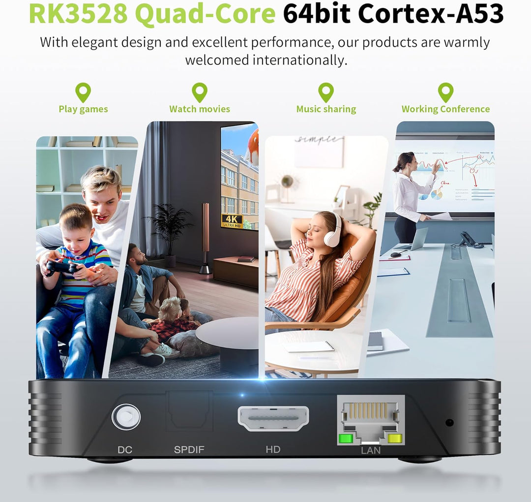RUPA Android TV Box, 2025 8K Neueste Android Box 13.0 mit RAM 4G ROM 64G WiFi6 Enternet 10/100M Blue