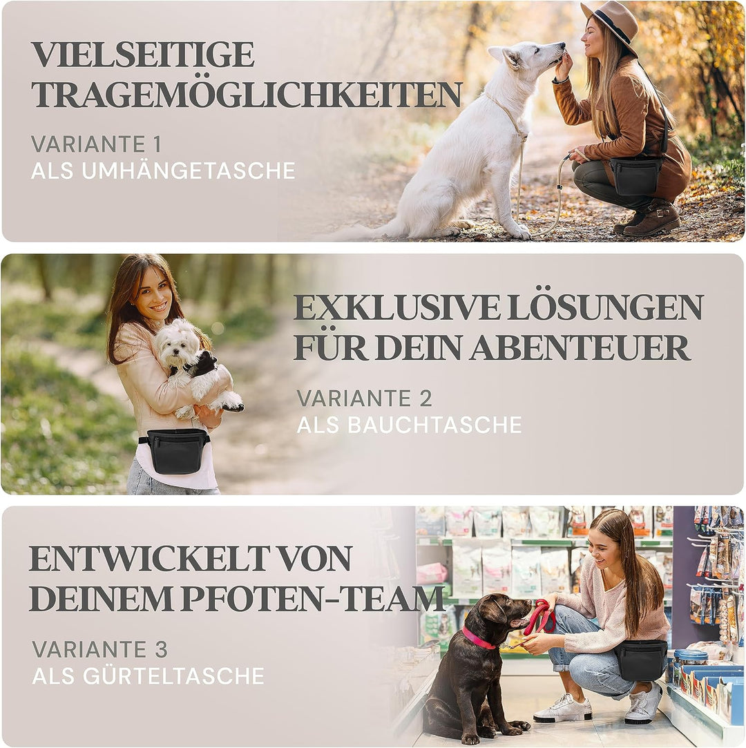 Leckerlitasche für Hunde aus Kunstleder - Gassitasche mit Einhand Magnet-Verschluss - Hunde-Leckerli